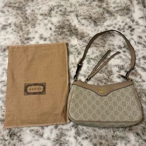 GG Beige and Tan Shoulder Bag
